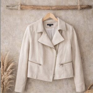 Ann Taylor Cream Moto Jacket